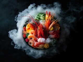 Fresh seafood platter with vibrant colors.