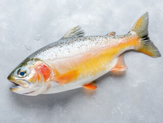 Fresh trout fish on a light background.