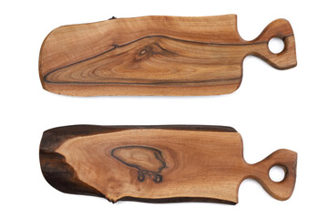 Wooden cutting board with a beautiful walnut texture.