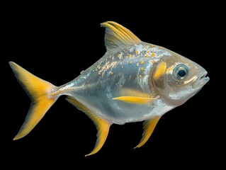 Vibrant fish with striking yellow and silver colors.