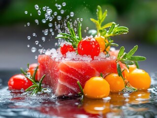 Vibrant salad with fresh vegetables and herbs.