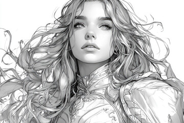 Fototapeta premium A Brave Princess in Detailed Armor Ready for Adventure