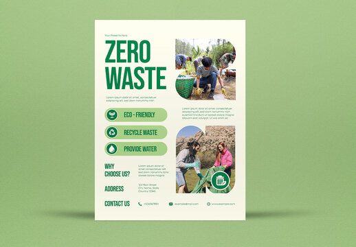 Green Minimal Zero Waste Flyer Us Letter Layout