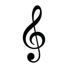 Black treble clef musical symbol, a classic graphic representation of the g clef used in musical notation