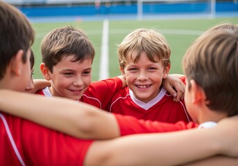 Youth Soccer Team Huddle