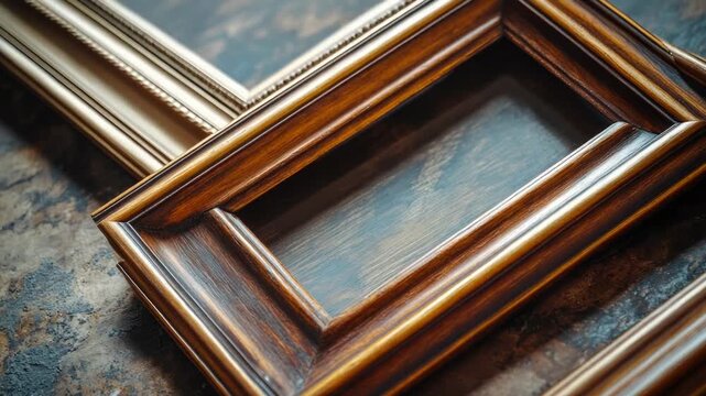Video A pair of picture frames resting on a table, ready for use