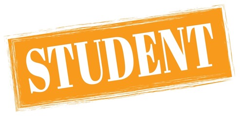 STUDENT text written on orange stamp sign.