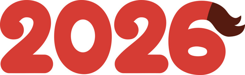 2026 Typography with Number 6 as a Horse Tail