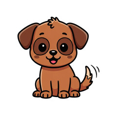 Cute cartoon brown puppy dog isolated on transparent background