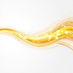 Obraz premium Abstract golden wave with sparkling lights on white background