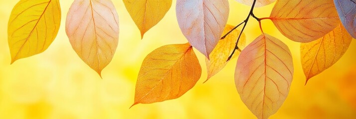 Obraz premium Autumn Mood with Vibrant Yellow Leaves Arrangement, Seasonal Decorations, Nature s Beauty Display