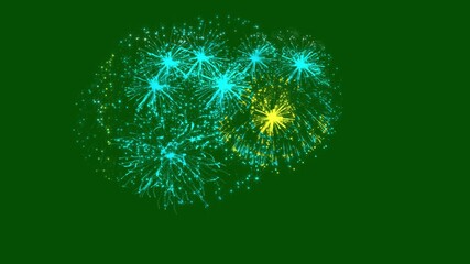 Kazakhstan Flag Fireworks Animation – National Flag Shape Firework Celebration Effect on Green Screen, Kazakh Independence Day Celebration Visual, Isolated VFX Background