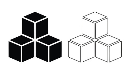  Black and white isometric cubes stacked in a triangle formation- vector illustration