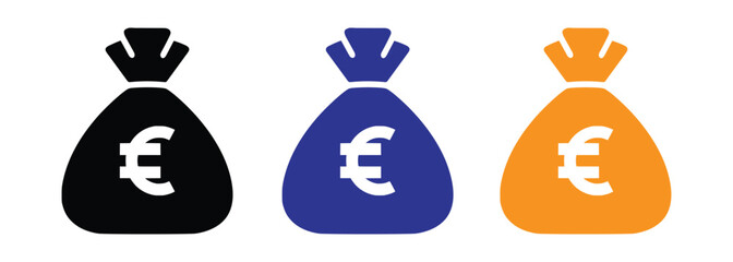 Fototapeta premium euro money bags in black blue and orange-vector illustration