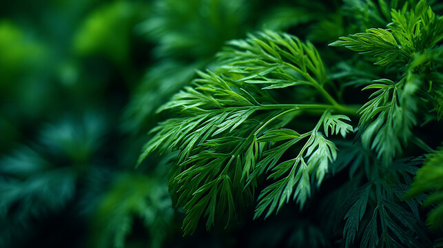 Fresh dill leaves in soft diffused light create a natural sense of freshness and expressive botanical texture depth.

