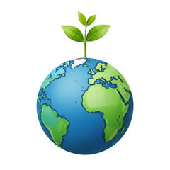 Green sprout growing from earth isolated on transparent background