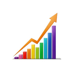 Colorful bar graph showing upward trend isolated on transparent background