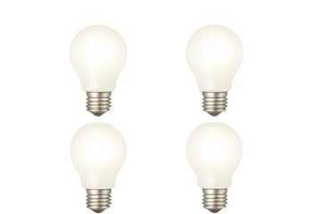 Four glowing light bulbs representing ideas and innovation