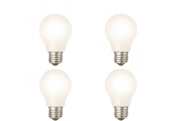 Four glowing light bulbs representing ideas and innovation