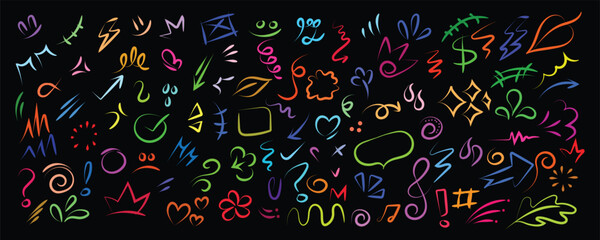 Neon Magic Doodle Sheet, Vibrant Night Sketch board, Color Glow Doodle Mix