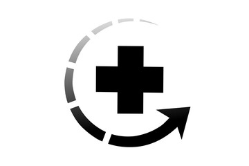 Fototapeta premium Medical Cross with Circular Arrow Recovery Icon Vector. Healthcare Update and Refresh Symbol Minimalist Design