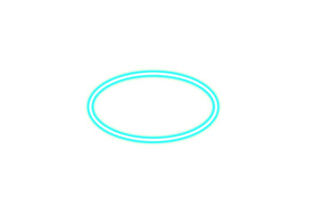 Glowing turquoise neon ring pulsating with light and energy isolated on transparent background