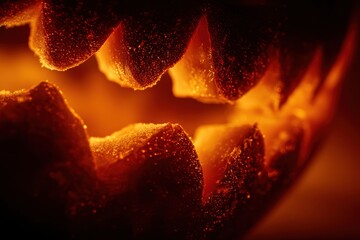 Close-Up of Halloween Pumpkin with Carved Teeth