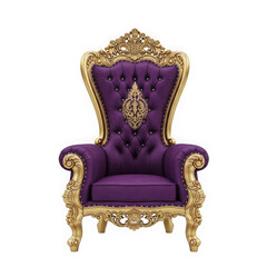Ornate purple throne isolated on transparent background