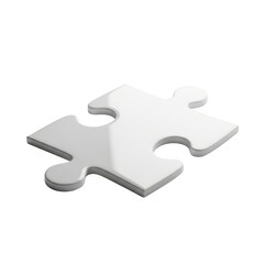 Single white puzzle piece isolated on transparent background