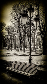 jardin public de la ville de Vichy, photo vintage format 16:9