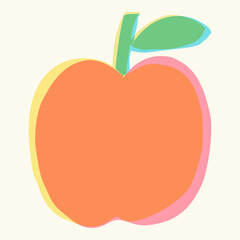 Minimal overprint-style apple illustration in soft pastel colors