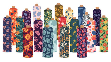 Vibrant floral fabric rolls for your next project bring a burst of color and pattern to sewing, crafting, and textile designs