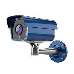 Blue security camera surveillance system isolated on transparent background