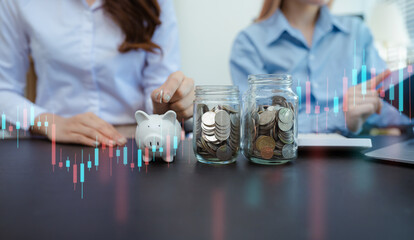 Businesswoman are calculating income-expenditure and analyzing real estate investment data at office, Accounting Financial and tax systems concept.