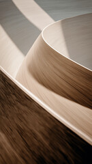 Abstract wooden curves create serene and elegant composition, showcasing beauty of natural textures and light. smooth lines and shadows evoke sense of calm and sophistication