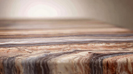 Fototapeta premium Marble surface with natural brown and beige veining patterns creating a textured and elegant decorative background for interiors or countertops