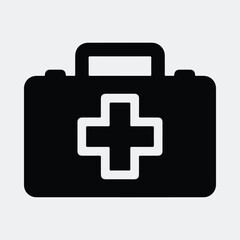 Obraz premium Silhouette first aid kit box medical emergency vector illustration