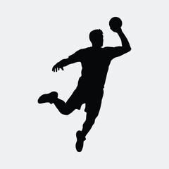 Silhouette Handball player throwing ball in action sport vector illustration