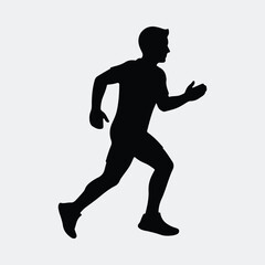 Silhouette runner athletic man in action isolated vector illustration