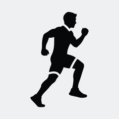 Silhouette running athlete sprints forward in flat design vector illustration
