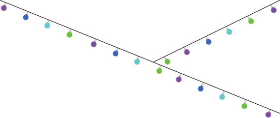 multicolored glowing bulbs isolated on transparent background. Festive holiday light string decoration