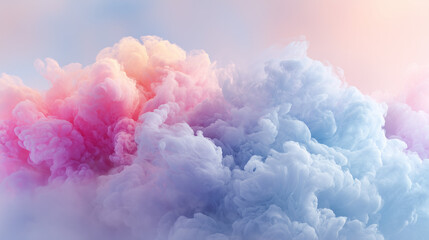 Fototapeta premium A dreamy pastel cloud bloom forming a soft New Year halo on a white background.