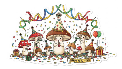 Obraz premium New Year Party Hat Mushroom