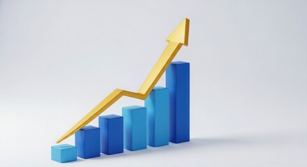 Strategic financial development scene featuring symbolic bars and arrows on neutral backdrop