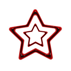 二重の星のフレームのぷっくりした光沢のある3Dアイコン。血のような赤のデコレーション素材のイラスト