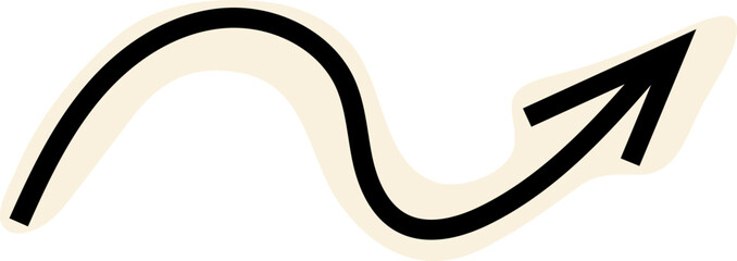Spiral arrow doodle, collage cutout wavy twist minimal squiggly line. Curve comic turn way cut out direction. Playful quirky simple free hand elements. 