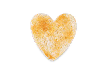 Ham tomato and cheese canape sandwiches in the form of heart for Valentine's day holidays on a white isolated background