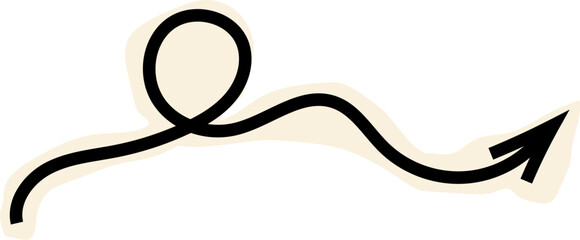 Spiral arrow doodle, collage cutout wavy twist minimal squiggly line. Curve comic turn way cut out direction. Playful quirky simple free hand elements. 