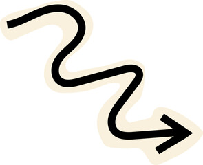 Spiral arrow doodle, collage cutout wavy twist minimal squiggly line. Curve comic turn way cut out direction. Playful quirky simple free hand elements. 