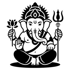 lord ganesha line art drawing, god ganesh picture, god ganesh vector image	